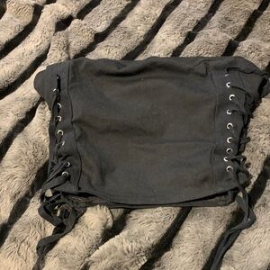 #615 “Self Esteem” Black Lace-Up Corset Top